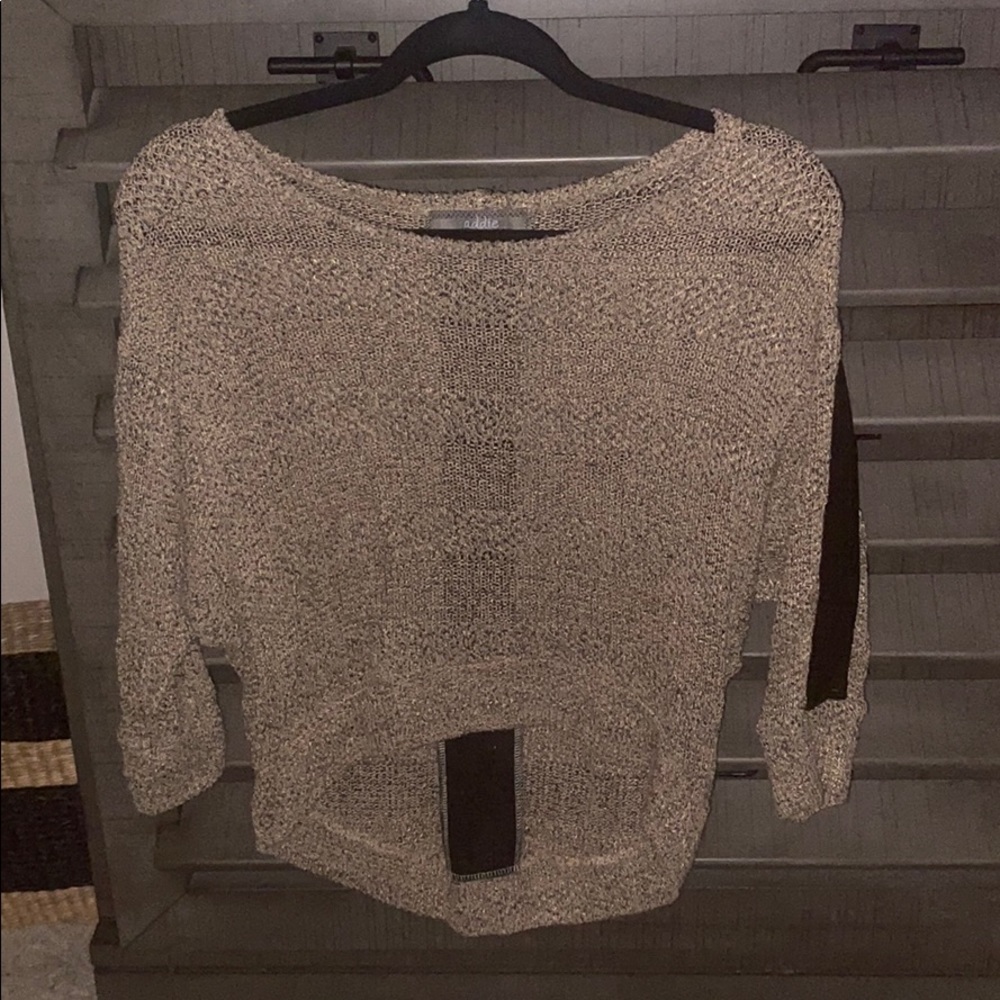 Addie Hi-Low Sweater Top w/ leather trim